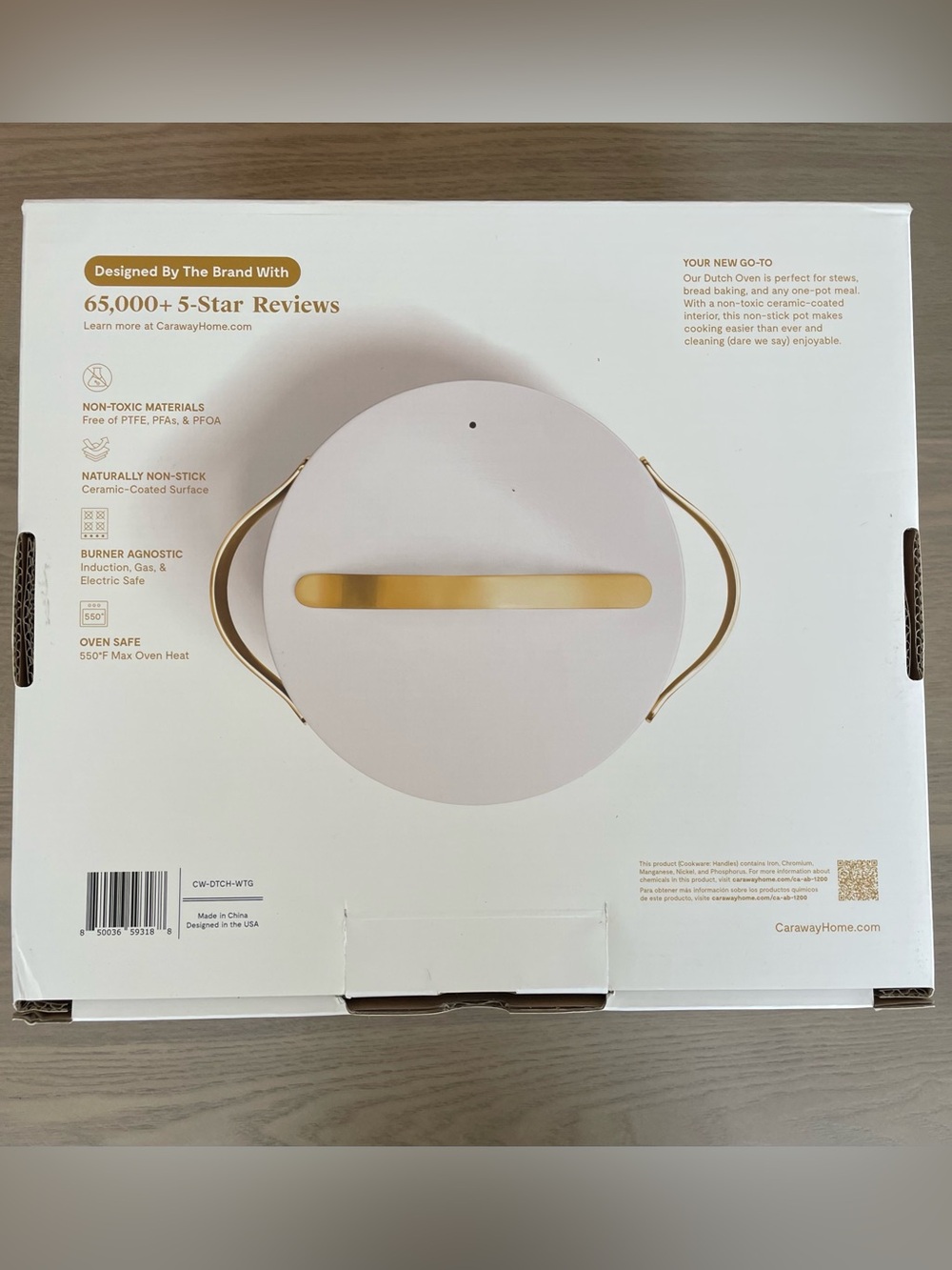 NIB Caraway 6.5-Quart White & gold Ltd edition Dutch Oven with 10.5” Lid $185 - Picture 3 of 4
